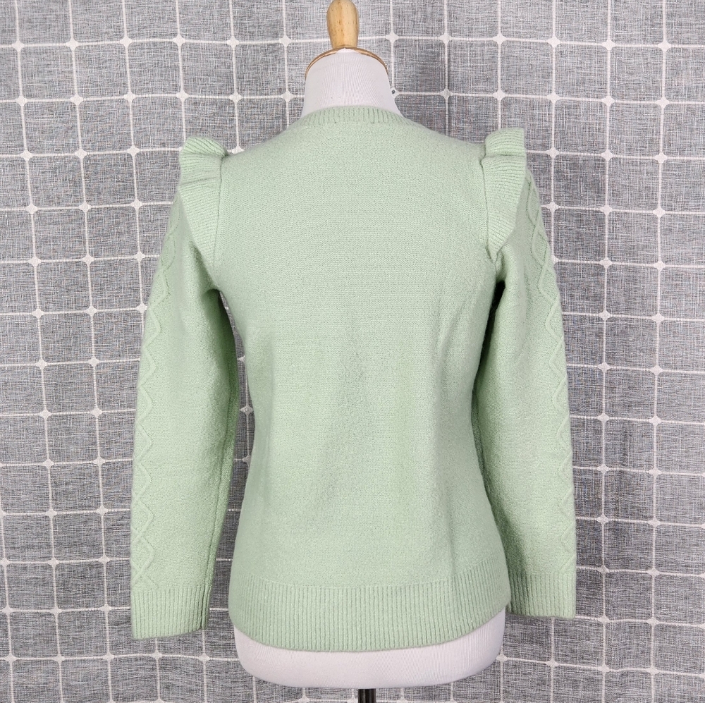 Talbots Cable Knit Ruffle Crewneck Sweater - Picture 4 of 6